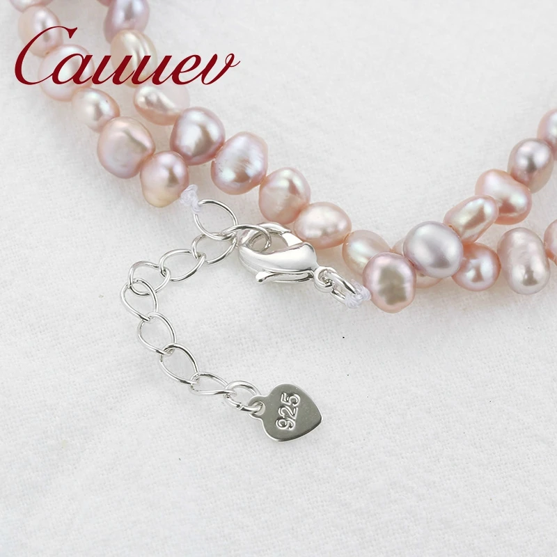 Cauuev Natural Freshwater Pearl Choker Necklace Baroque pearl Jewelry for Women wedding 925 Silver Clasp Wholesale 2024 trend C