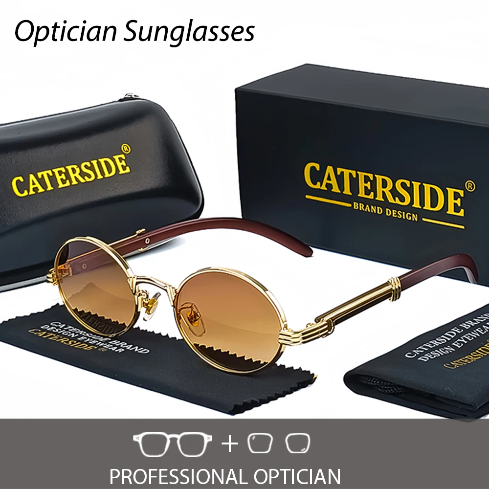 CATERSIDE Neue kleine runde Sonnenbrille mit Sehstärke für Männer und Frauen, individuelle optische Gläser, Retro-Myopie-Brille, für Reisen und den täglichen Gebrauch – Detail 11