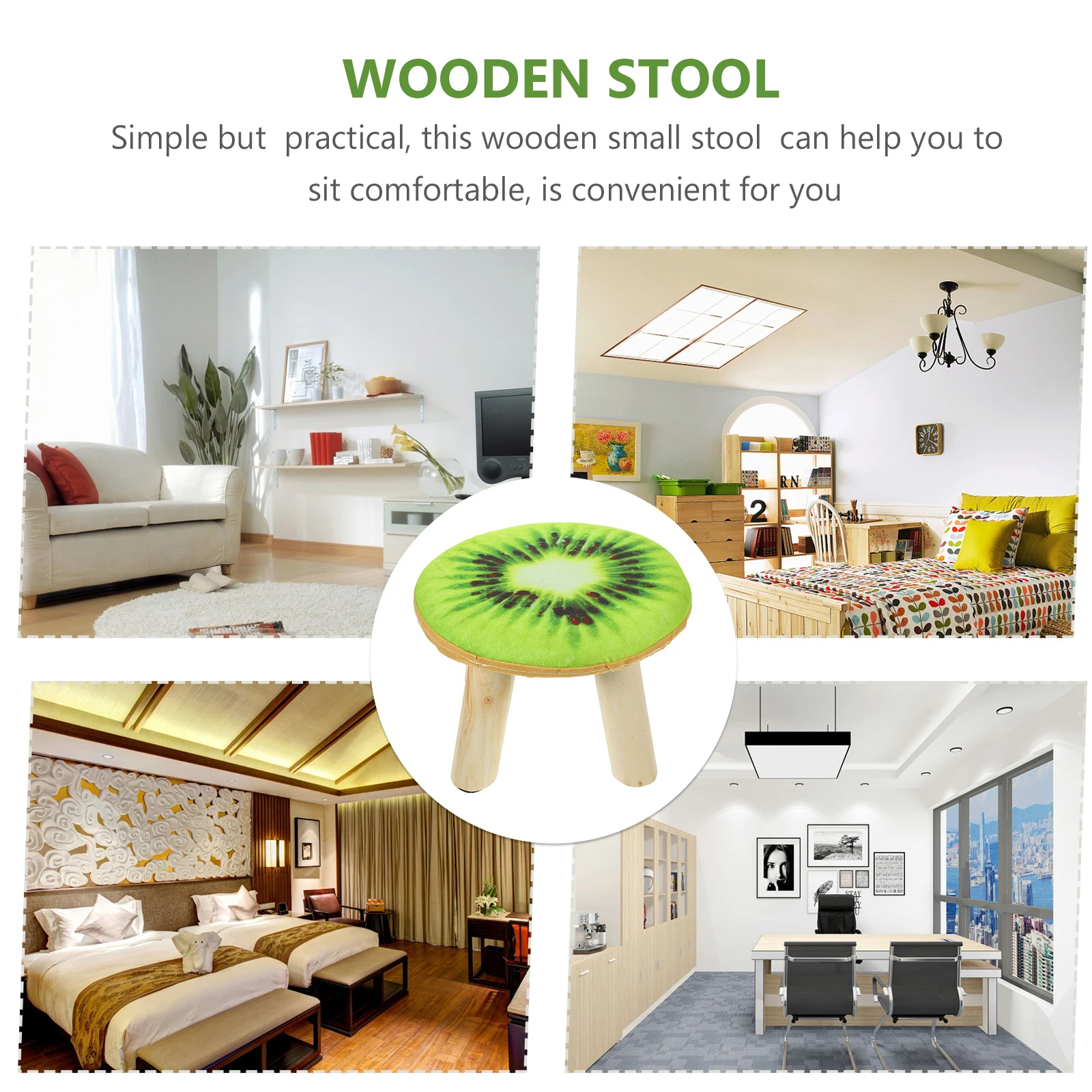 

Wooden Small Stools Kiwi Color Children Toddler Bench Living Room Decor Short Step Stool Shoe Changing Sitting Tool