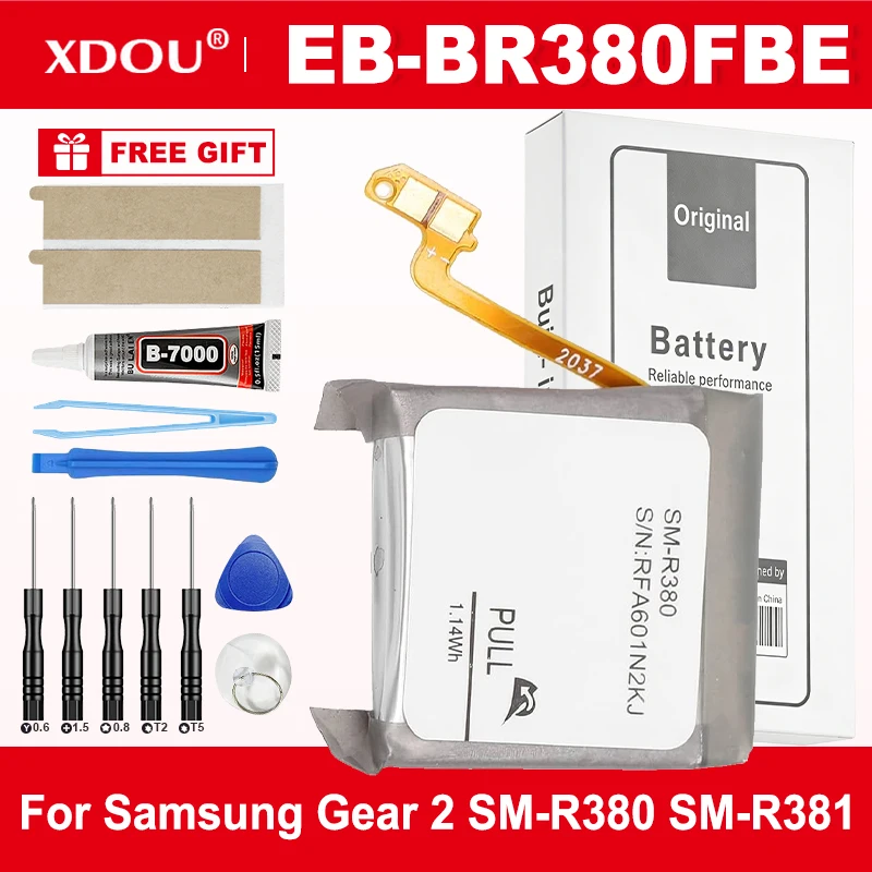 2026 Years Brand New EB-BR380FBE SM-R380/SM-R381 300mAh New Battery For Samsung  Gear 2  R380 SMR380 SM-R381  Batteries+Tools