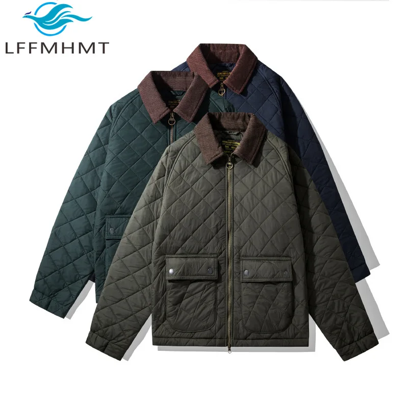 

China Fashion Brand Corduroy Quilted Coats For Men Winter Fashion High Quallity Long Sleeve Loose Casual Warm Retro Jackets Male