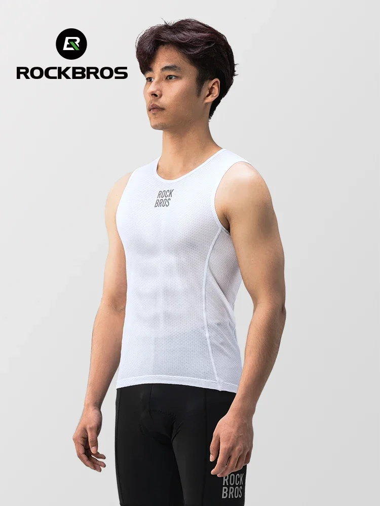 ROCKBROS Bike Vest Breathable Men\'s Sleeveless Short Summer Undershirt Windbreaker Tshirt Quick Dry Elastic Mesh Underwear