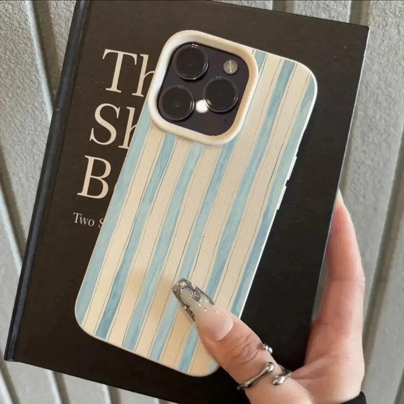 Colorful Striped Lichee Pattern Phone Case For iPhone 18 17 16 15 14 13 12 11 Pro Max XS X XR 16Plus 16E Air Soft Silicone Cover