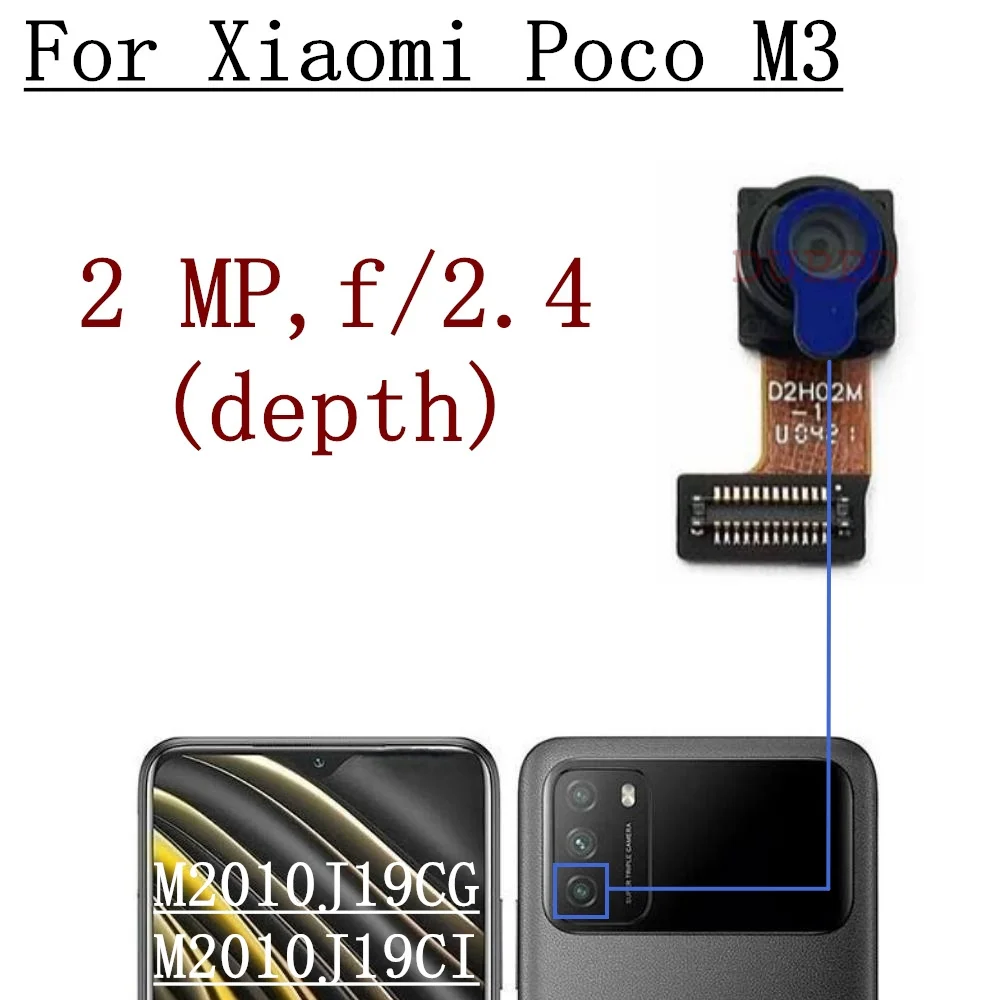 Front Back Camera For Xiaomi Mi Poco M3 M2010J19CG,M2010J19CI Frontal Backside Small Rear Selfie Camera Module Spare