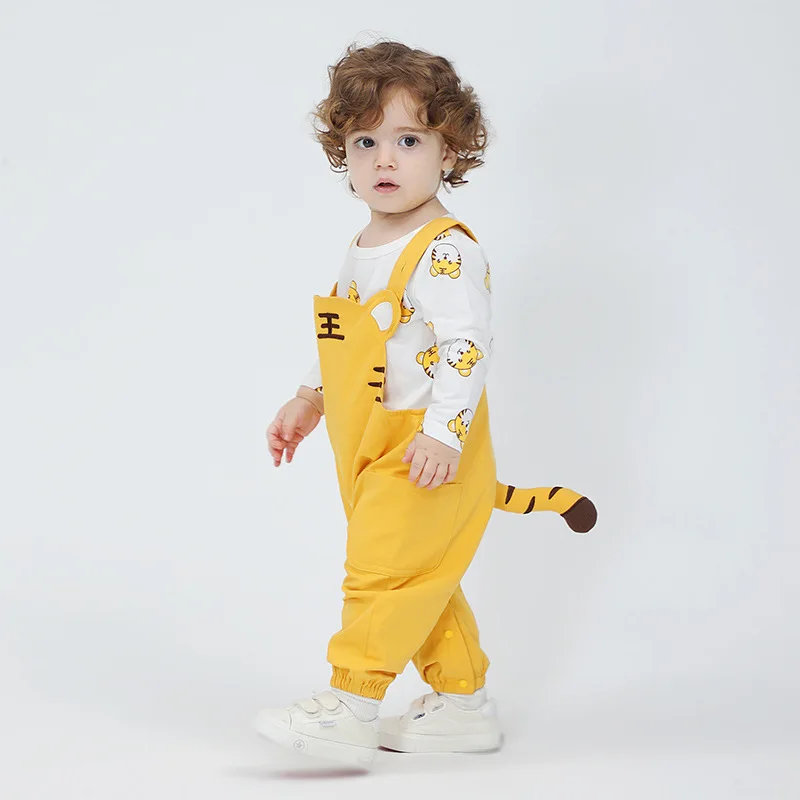 Autumn Baby Clothes Rompers Lovely Tiger Boys Girls Bodysuit Children\'s Set Stripe Top +Overall Cartoon Animal Jumpsuits 0-3 Y