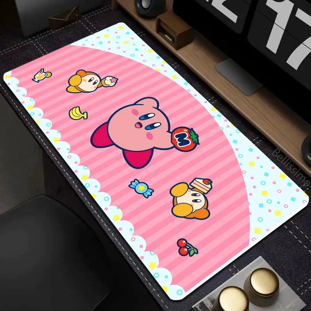 Cute Cartoon Large Mouse Pad K-Kirby Mousepad Computer Desk Mat Table Keyboard Pad Laptop Cushion Non-slip Deskpad XXL 900x400mm