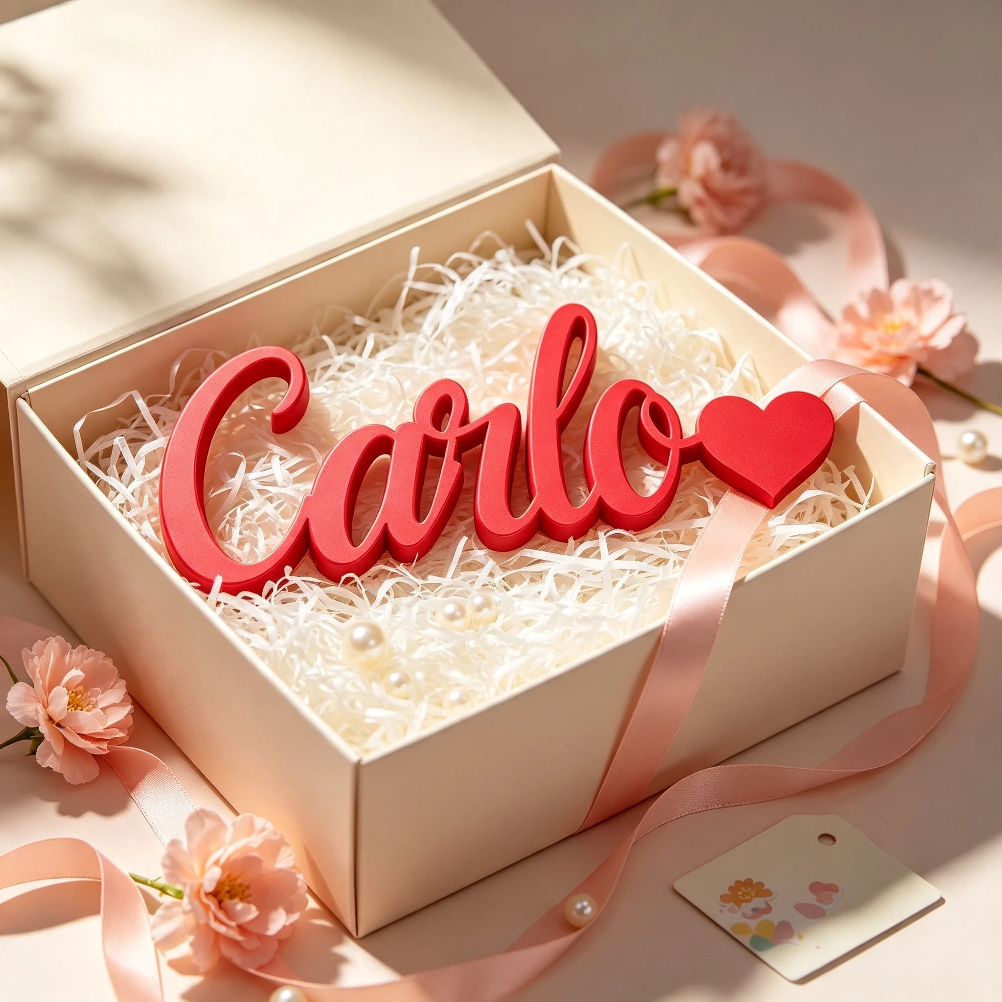 Personalized 3D Name Sign With Heart Custom Cursive Name Plaque Tabletop Decor Romantic Home Wedding Valentine Party Gift