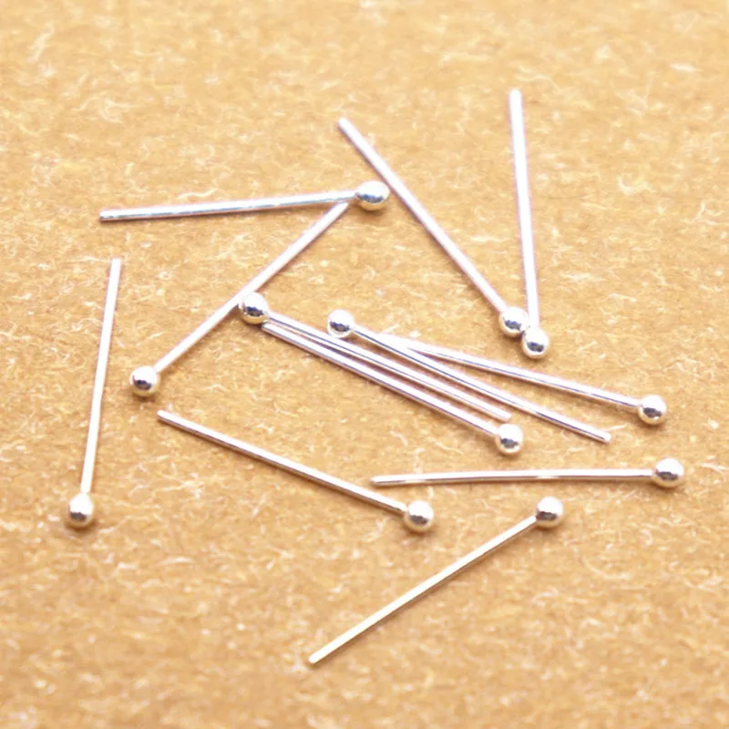 Solid 925 Sterling Headpin Needles with Ball 0.5mm Earring Dangle Pendants DIY Jewelry Findings Accessories 1PC