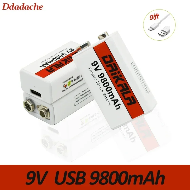 

100%Original 9V USB rechargeable lithium-ion battery 9V 6900mAh suitable for cameras and other electronic products