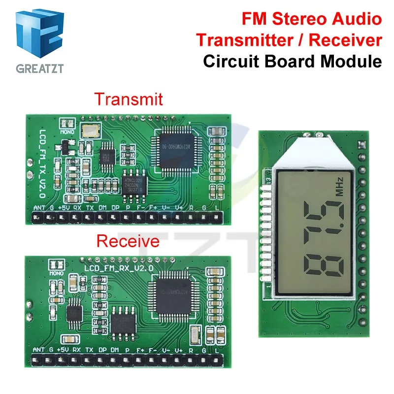 87-108MHZ Digital FM Receiver Module Radio Transmitter Wireless Microphone Stereo Board Digital Noise Reduction LCD Display