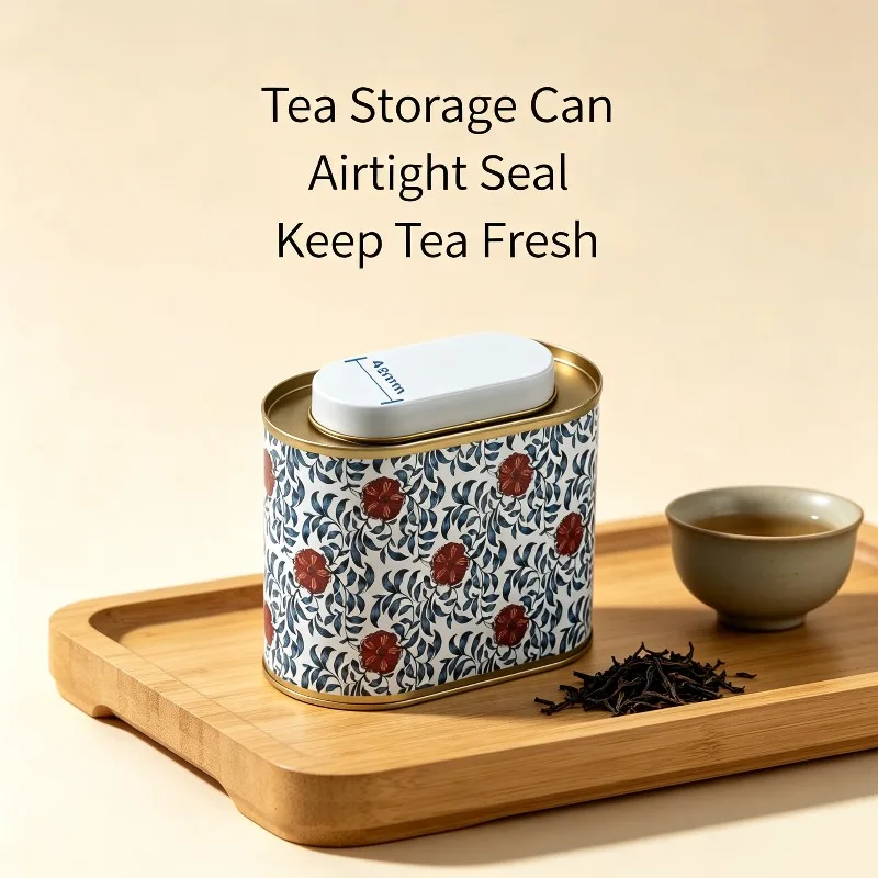 Round Chinese Floral Pattern Tinplate Tea Can Food Grade Airtight Sealed Storage Jar For Tea Coffee Beans Packaging