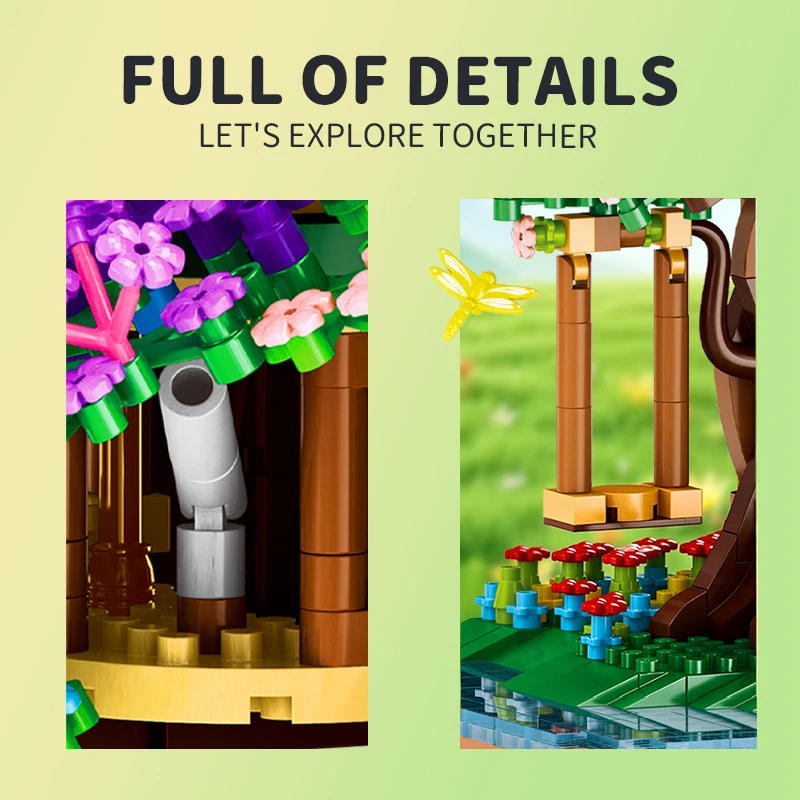 Flowers Bricks 2338Pieces Colorful Tree House Assembled Building Blocks Toy Model Ornament Toys Gifts for Anniversary Home Decor