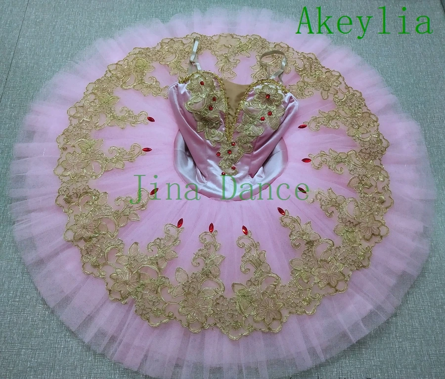 

Sleeping Beauty professional ballet tutus Pink gold classical ballet pancake tutu dress women nutcracker tutu skirt 19111