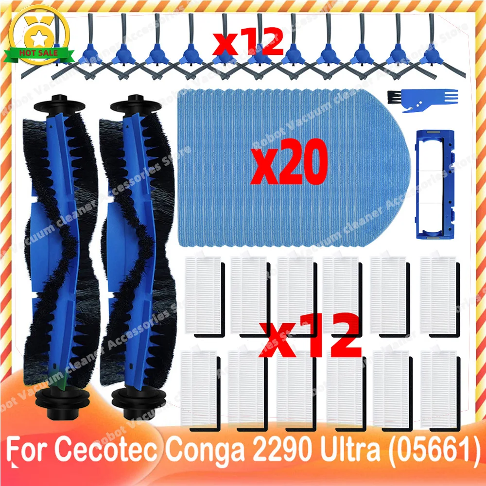 For Cecotec Conga 2290 Ultra 05661 Robot Vacuum Replacement Spare Parts Accessories Main Side Brush Hepa Filter Mop Rag