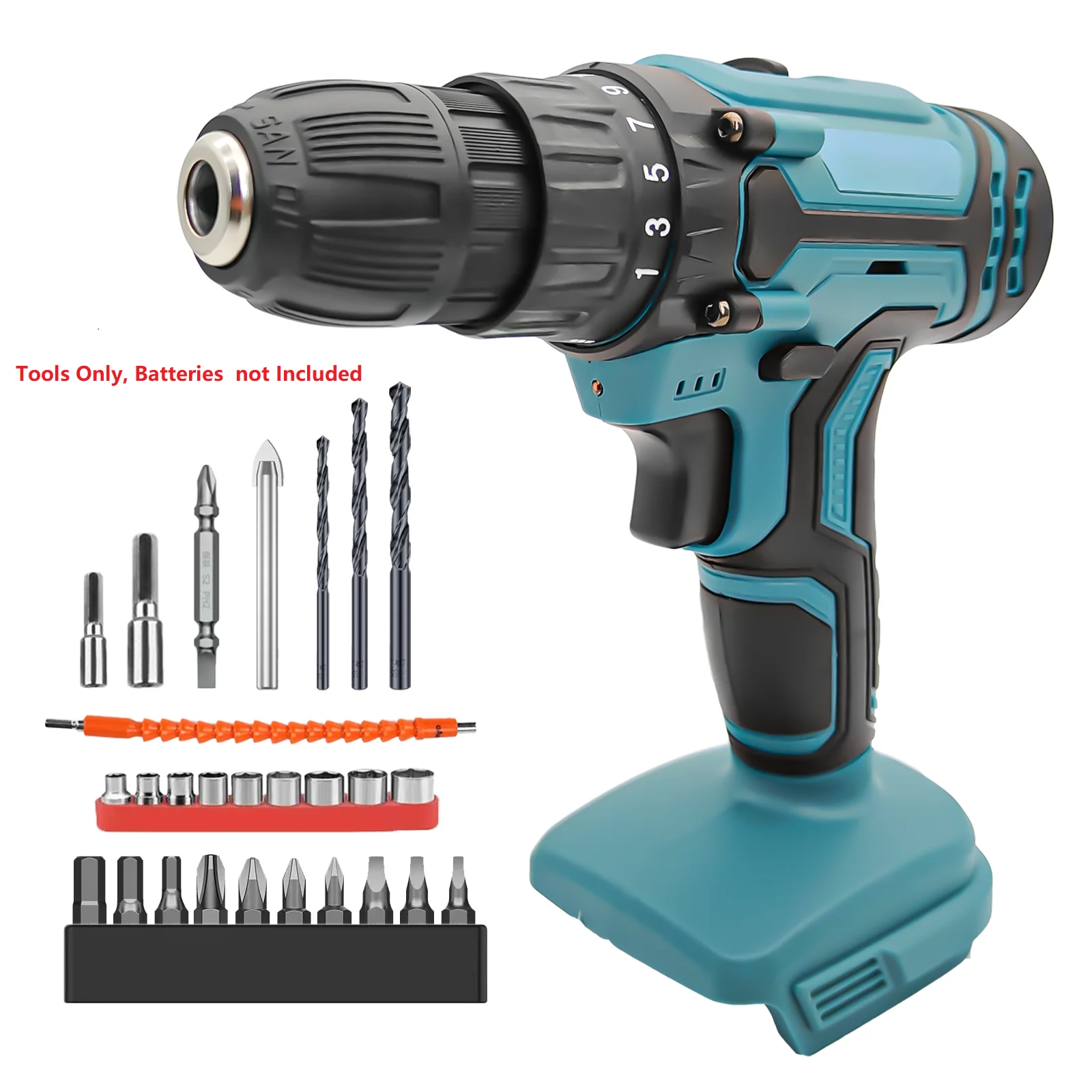 Cordless Drill Driver Compatible with 18V Makita Battery,2 Variable Speeds, Torque Rating 25+3,  for Home and Garden DIY Project