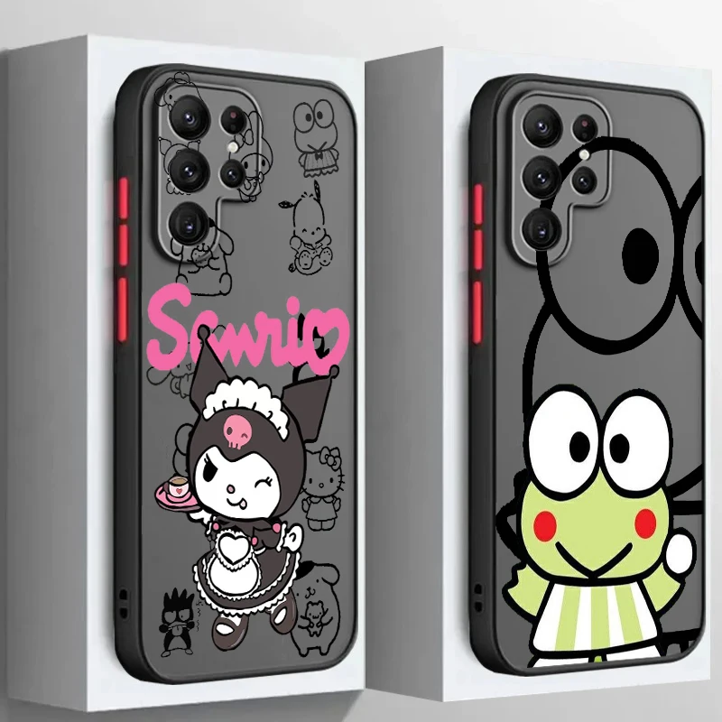 

Cute Hello Kitty And Sanrio Frosted Translucent For Samsung Galaxy S24 S23 S22 S21 S20 FE S10 S9 S8 Plus Ultra Pro 5G Matte