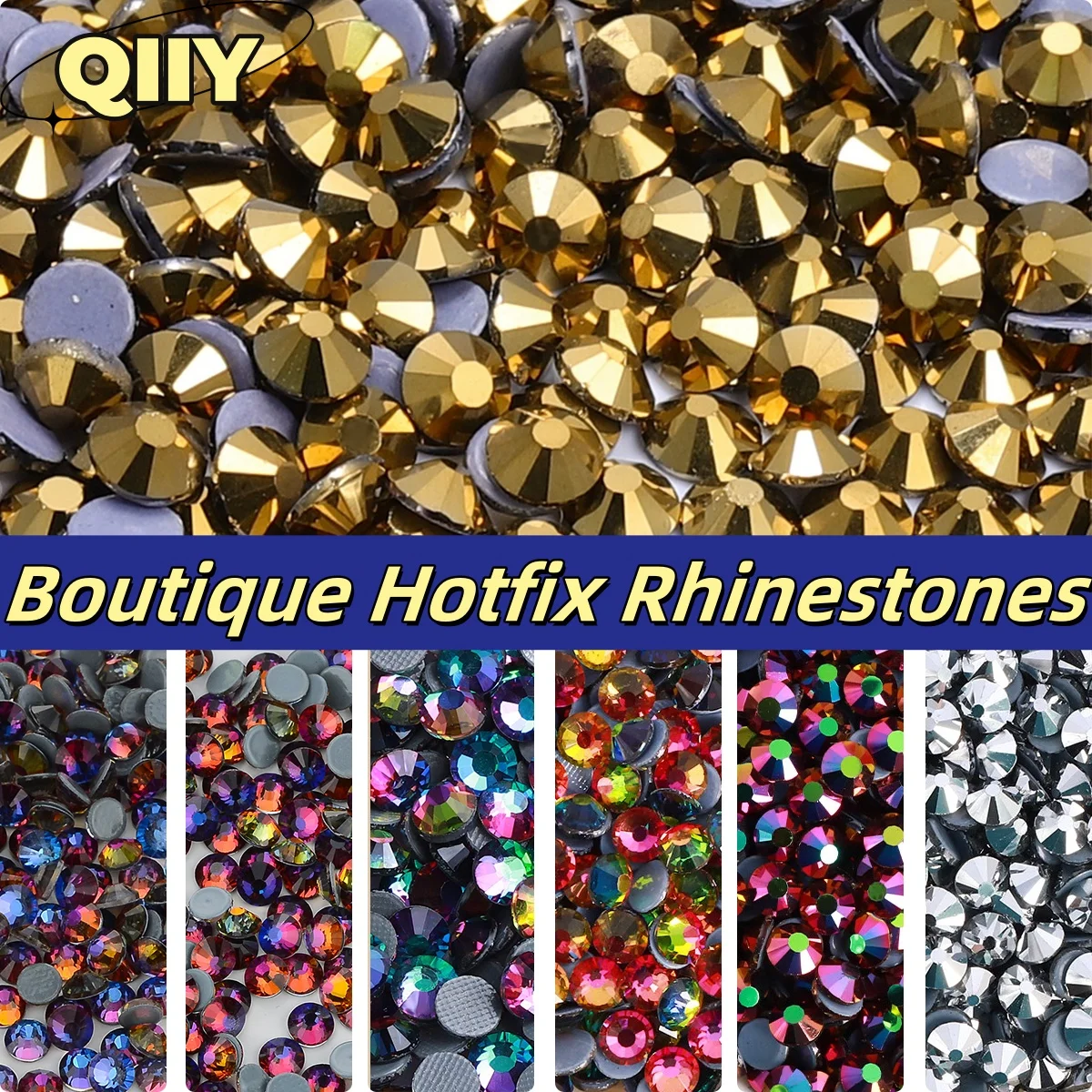

QIIY SS6-SS30 Boutique Glass Hotfix Rhinestones Flatbase Glitter Decoration Crystal For Nail Art Wedding Dress DIY Accessories