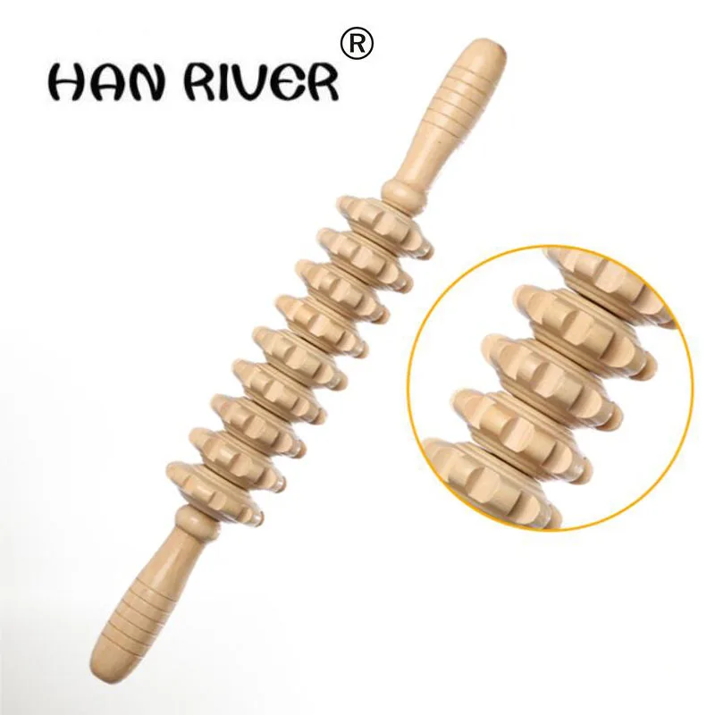 

meridian no paint Ecru nine rounds thick shaft Whole body massage roller pounded his waist back massage neck leg wooden