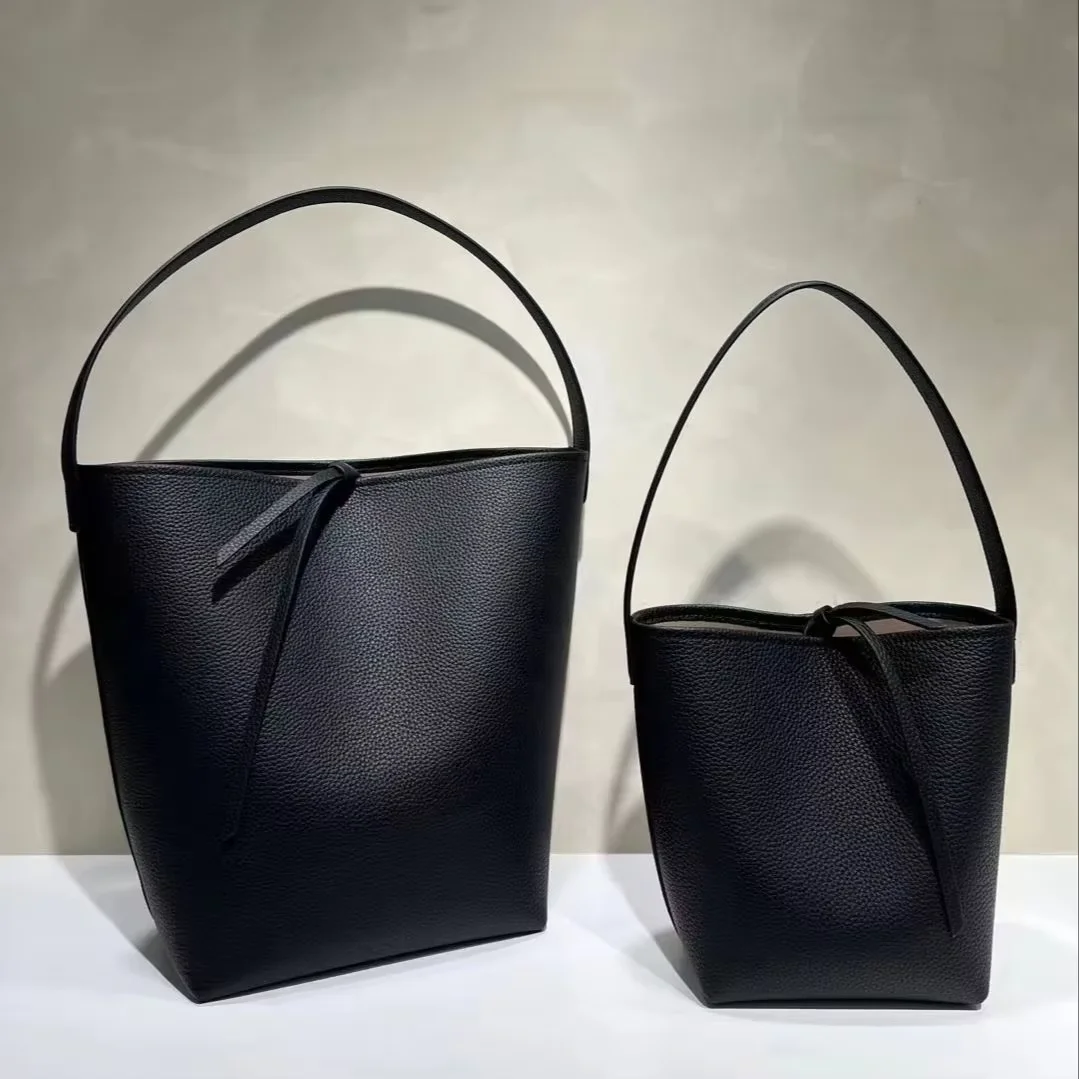 

Hot Sell Fashion Design Large Capacity Genuine Leather Bucket Bags Luxury High Quality Lychee Pattern Cowhide Handbags For Women
