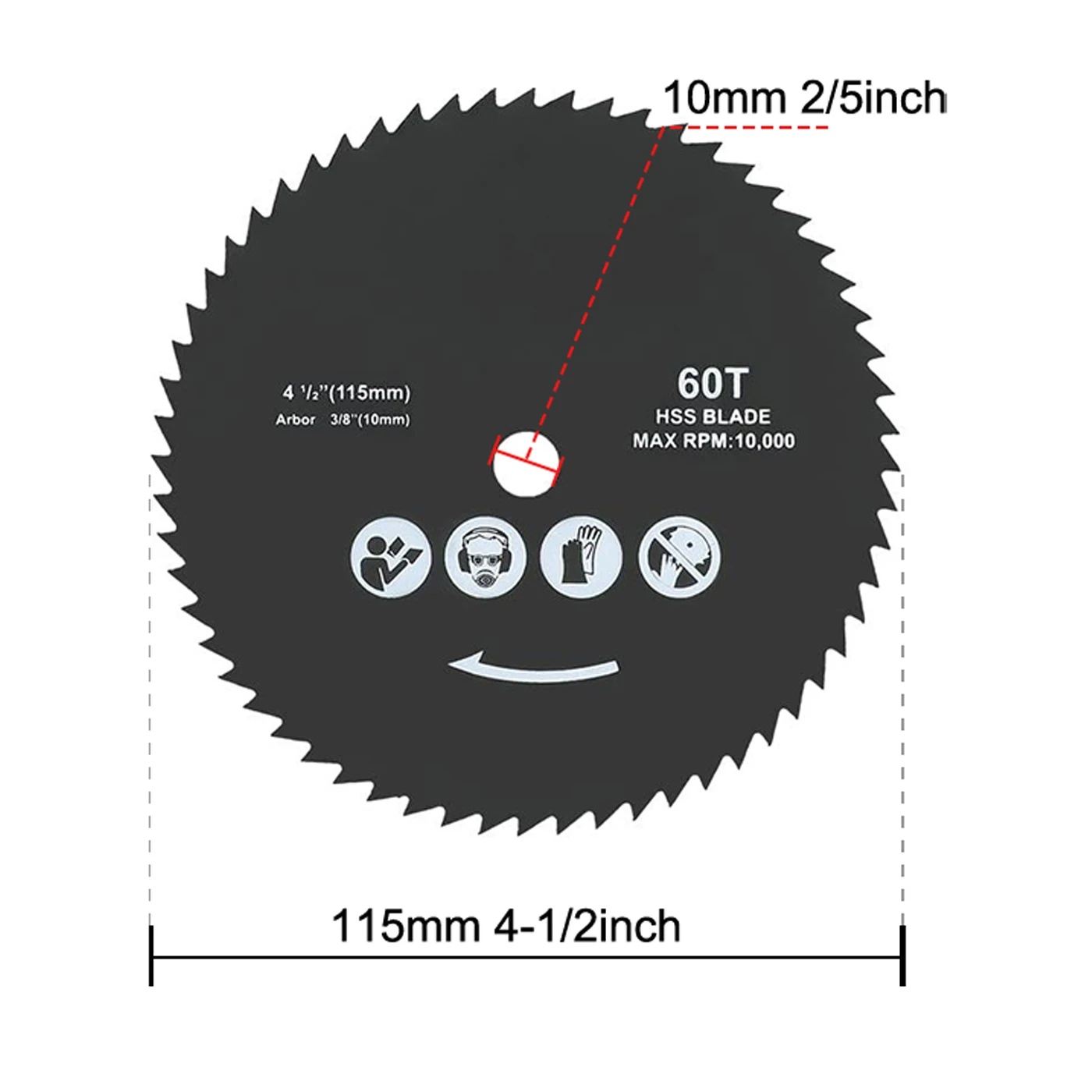 1pc 4-1/2-Inch HSS Compact Circular Saw Blades with 3/8-Inch Arbor, 60T High Speed Steel for Wood and Aluminum Fast Smooth Cut