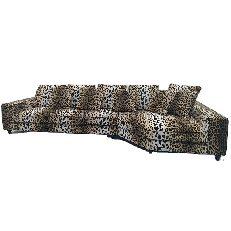 ^Designer Living Room Comfort Module Corner 7 Leopard Print Sofa