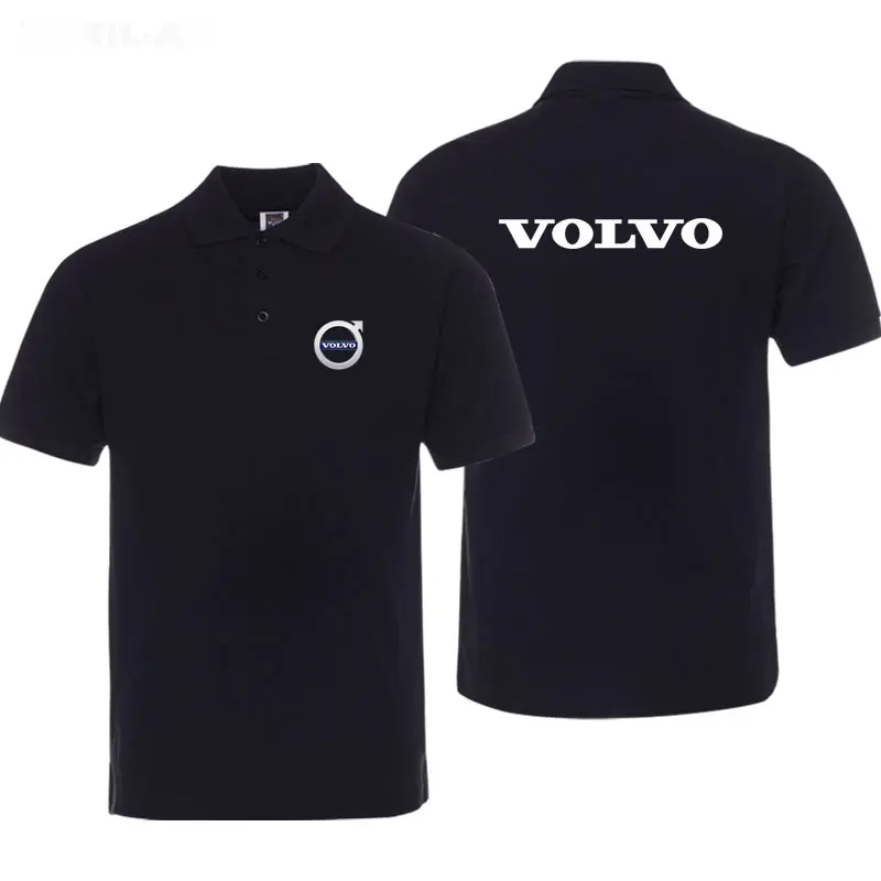 Car Volvo Printed Business Casual Sports Solid Color Short Sleeve Men\'s Popular Lapel Cotton Quality Polo Shirt