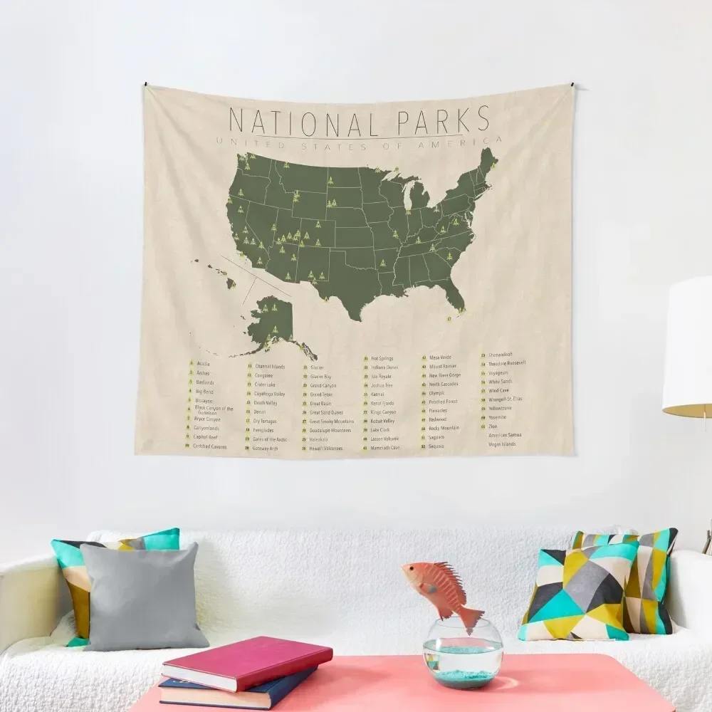 US National Parks w/ State Borders Tapestry Decoration Pictures Room Wall Art Mural Room Decoration Accessories Tapestry