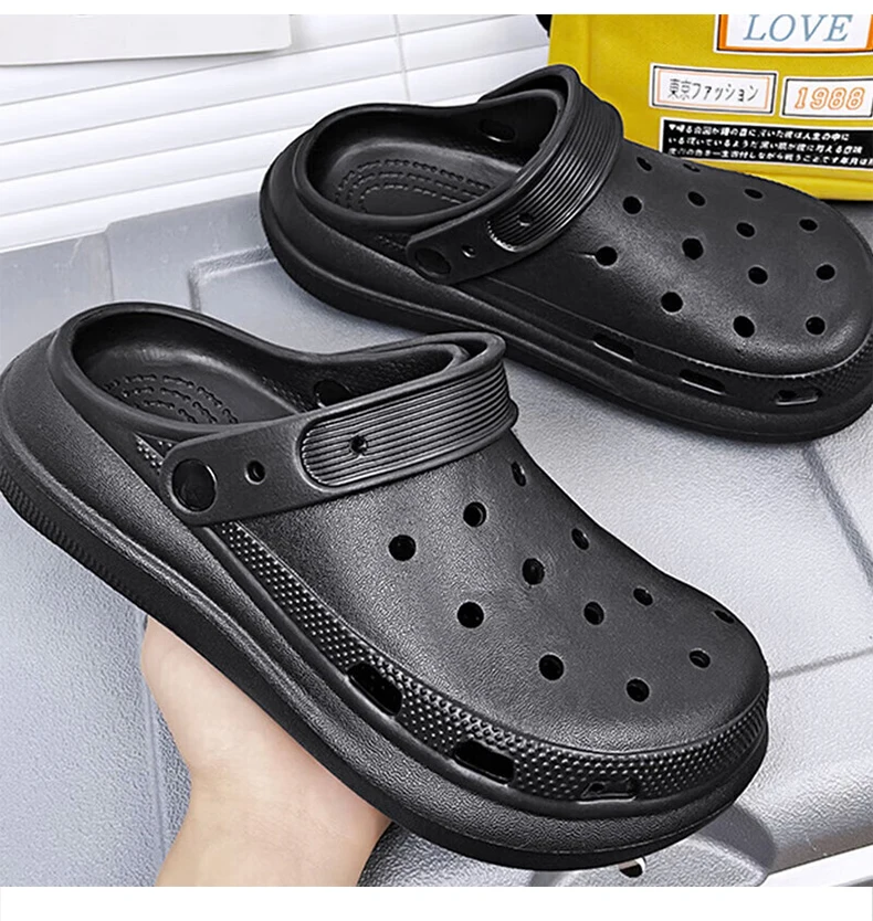 Summer Man Sandals Black And Grey Sandal Clogs EVA Sandals Outdoor Sandal Bath Sandle Man Beach Shoes Casual  Shoes