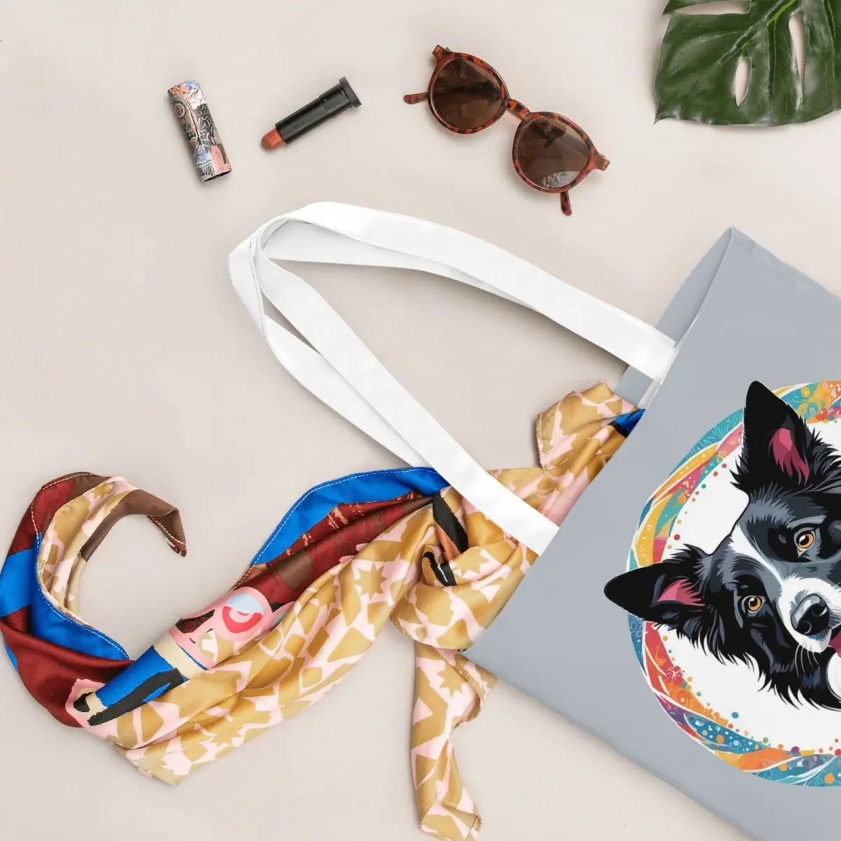 Border Collie Shopping Bags Lona dobrável The Tote Bag Senhoras Ombro Tote Bolsa de viagem