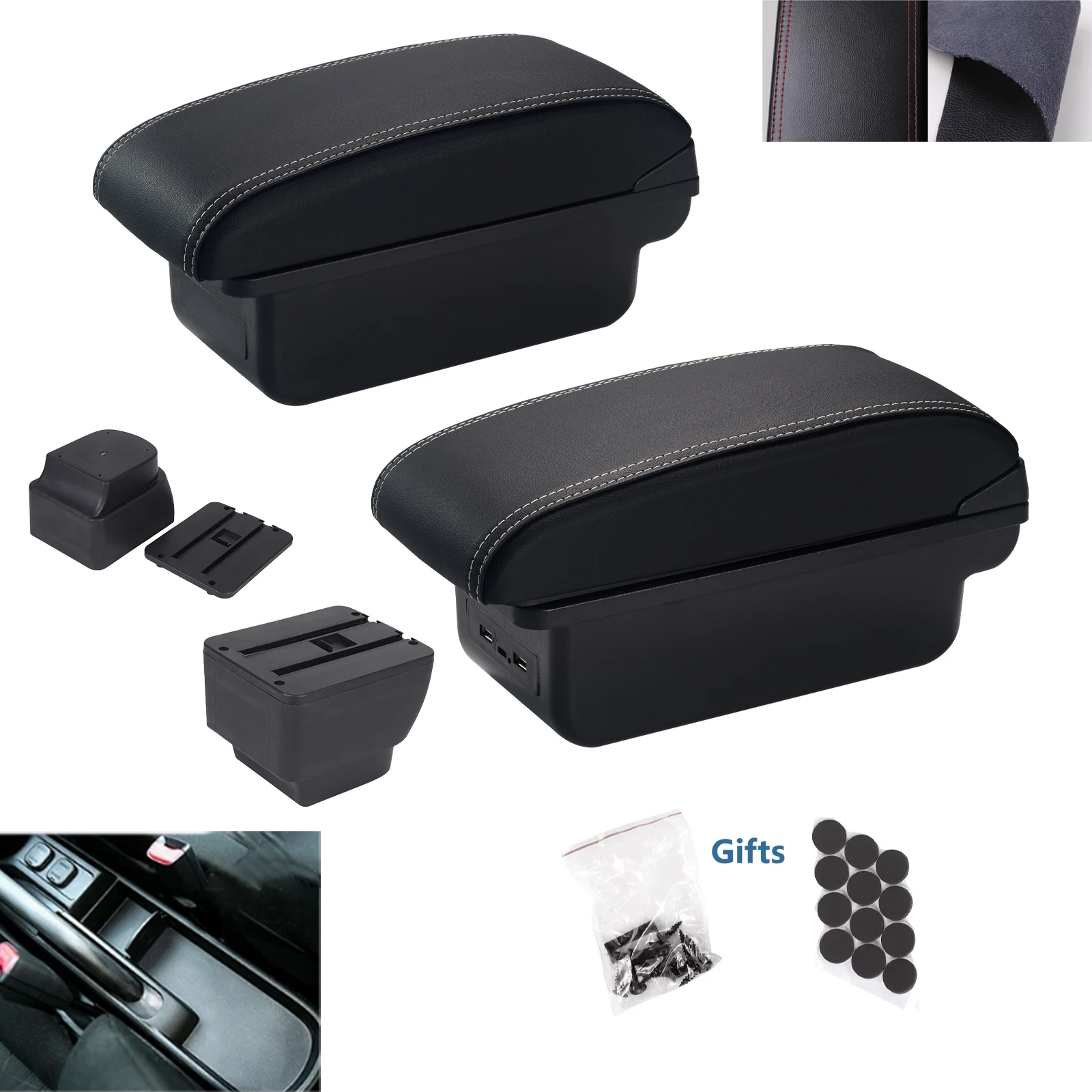 For MAZDA 2 Armrest For MAZDA 2 Demio Car Armrest Box Retrofit Parts Storage Box Car Accessories Interior Parts Details with USB