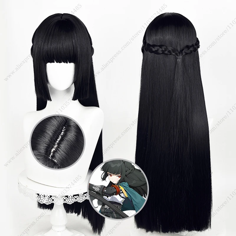 Hoshimi Miyabi Cosplay Wig 70cm Long Black Heat Resistant Synthetic Hair