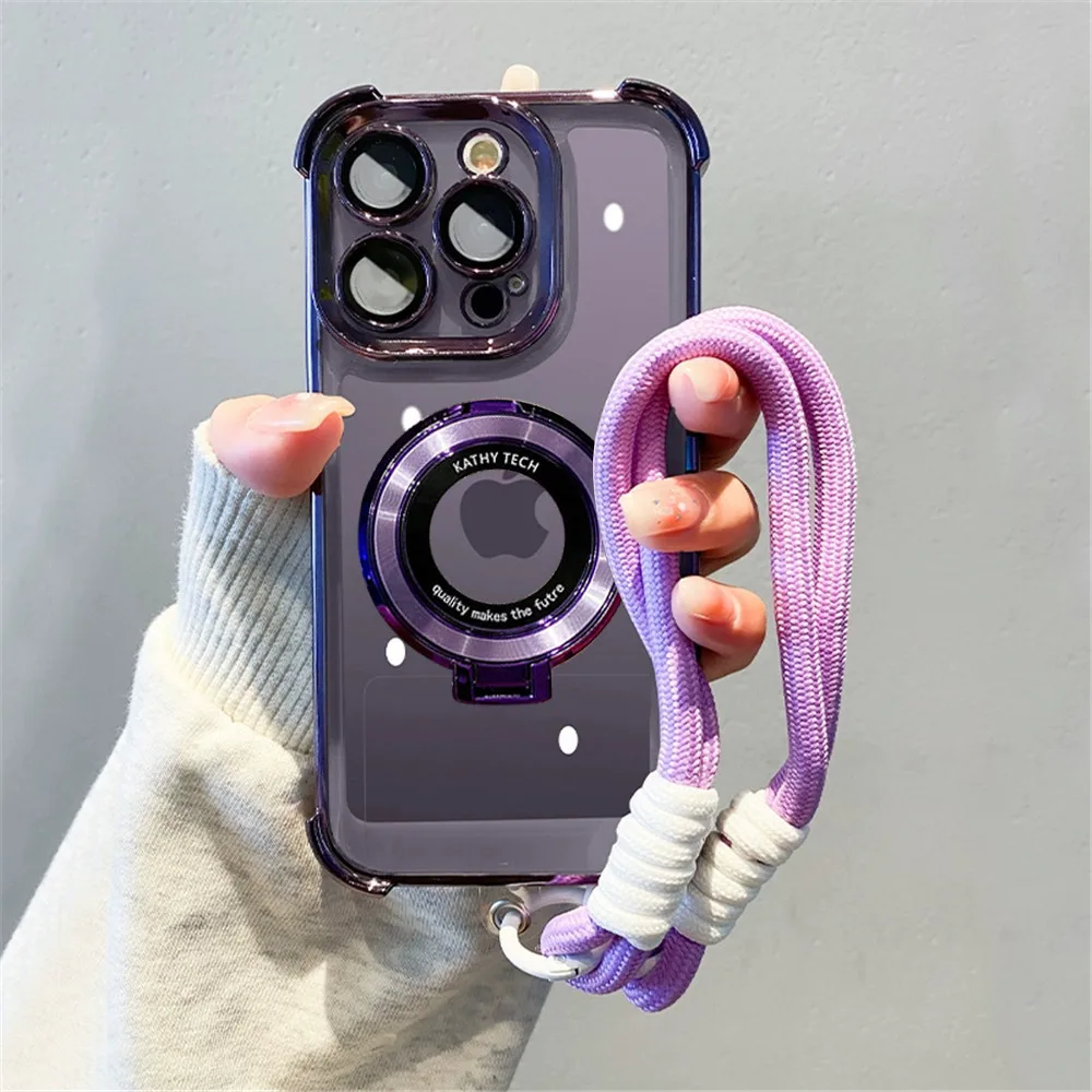 For Infinix Note50Pro Plating With Lanyard Shockproof Magnetic Bracket Phone Case For lnfinix Hot50ProPlus 50i 40Pro 50S smart10