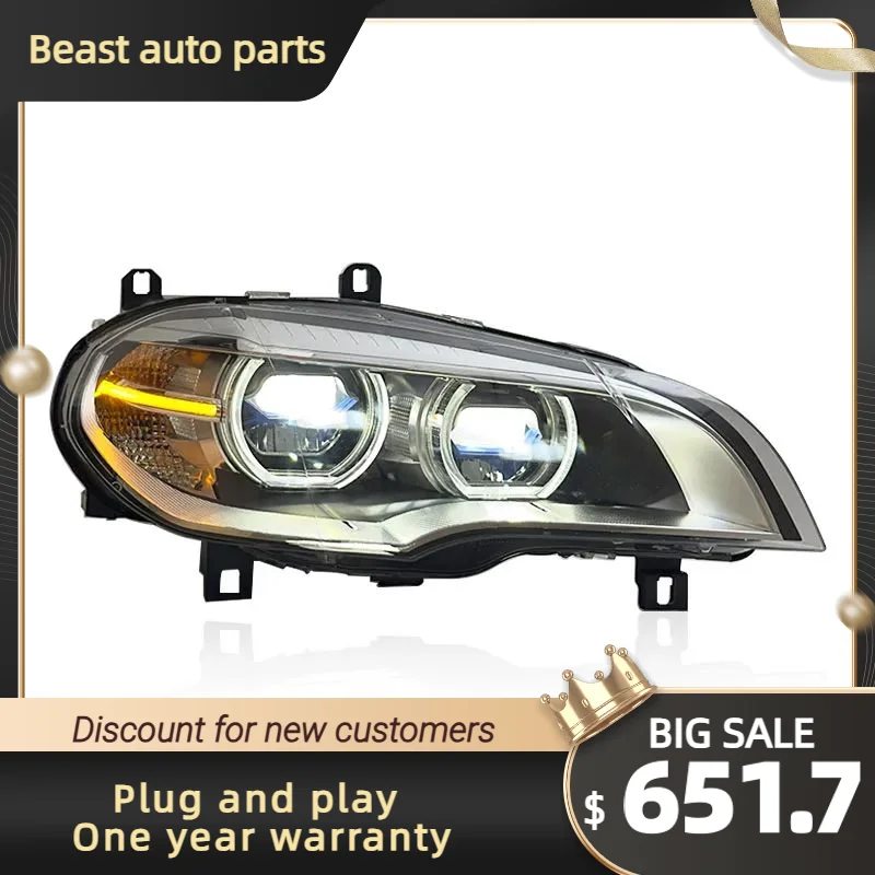 

For BMW X5 E70 2007-2013 Full LED Headlamp Assembly, Upgrade Plug and Play, Angel Eyes & Headlight