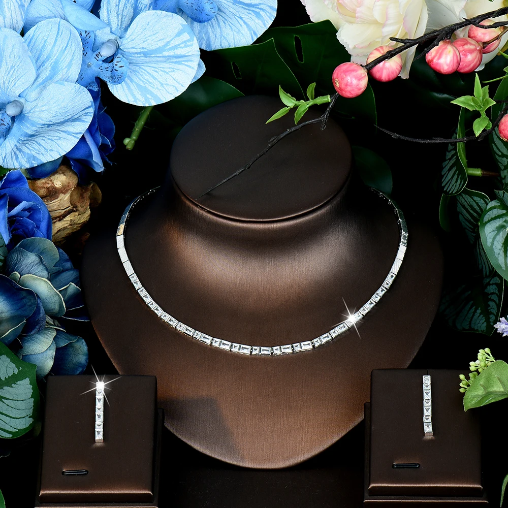 HIBRIDE Simple Elegance 2 Piece Necklace and Earrings Middle Eastern Everyday Jewelry Women's Wedding Travel Prom Gift S-1276