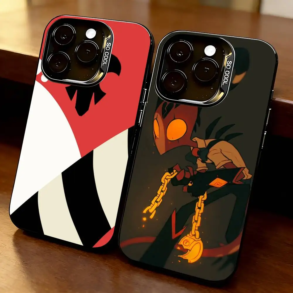 

B-Blitzo Hazbin H-Hotel-l Phone Case For iPhone 17,16,15,14,13,12,11 Plus,Pro Max,XS,Colored Silver Plated Inside Cover