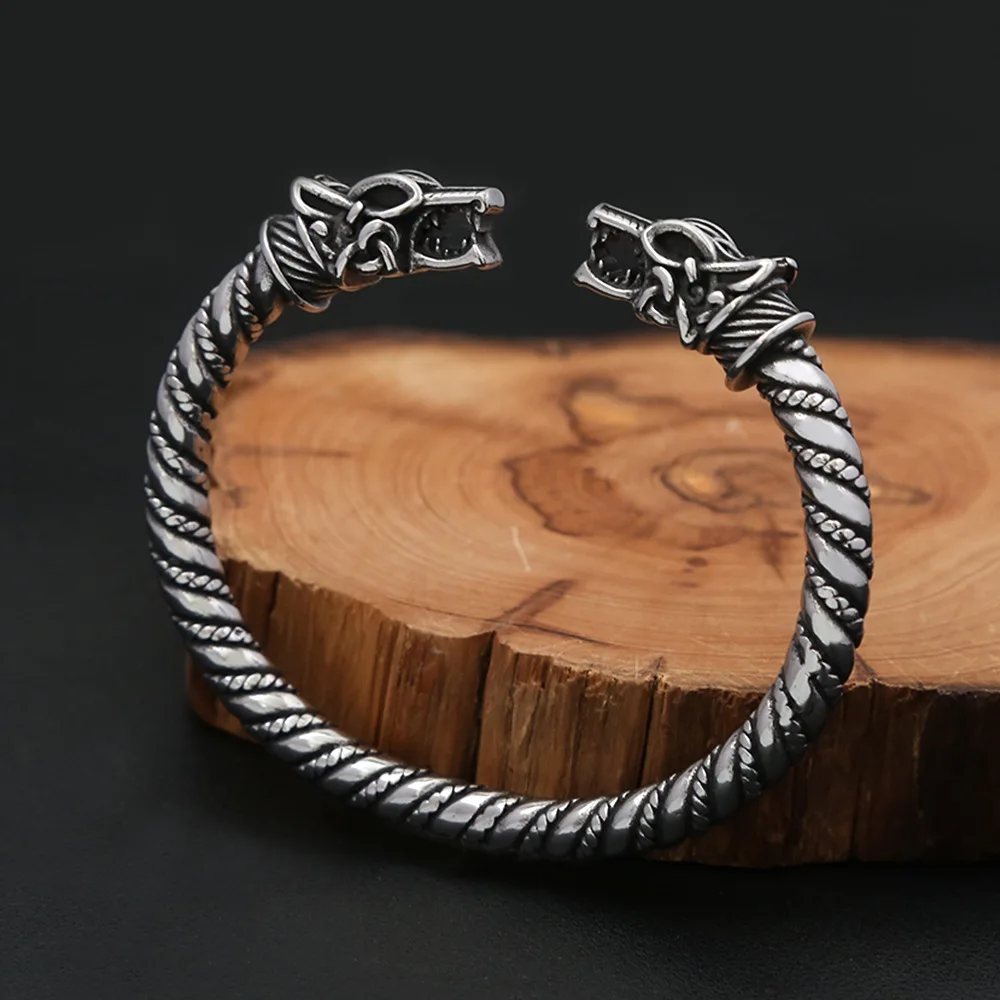 

Vintage Men's Viking Wolf Head Bracelets Fashion Scandinavian Adjustable Bangle for Women Creative Party Jewelry Gifts Wholesale