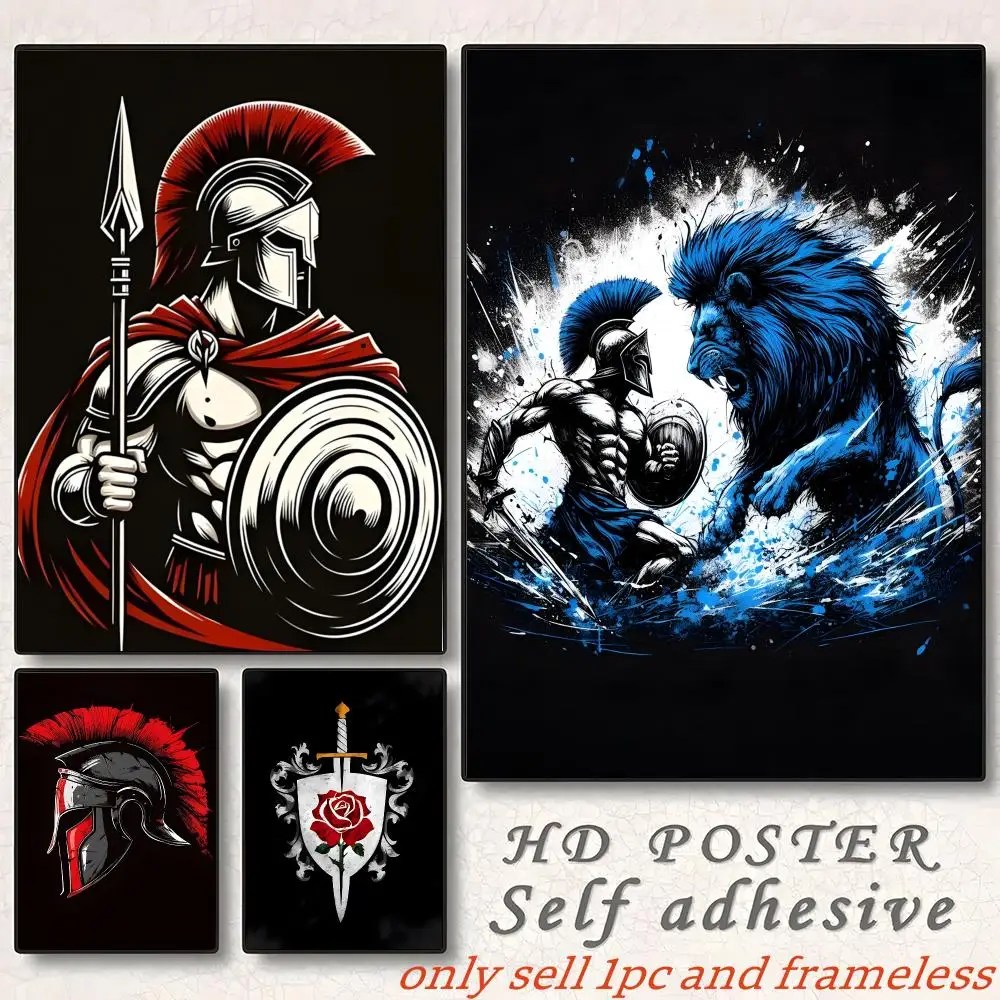 Mythical Courage Handsome Spartan Pattern Poster Home Living Bed Room Bar Hallway Sticky Wall Art Printing Aesthetic Decor