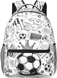 Soccer Backpack 16 Inch Football School Backpacks 3D Print Lightweight Ball Bookbag Casual Sport Daypack Travel Bag