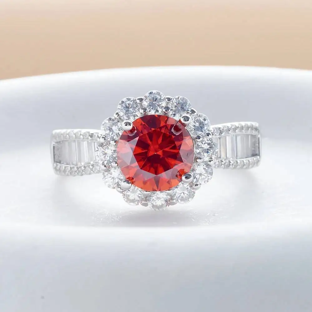 JoiasHome 2Ct Rings With GRA Certifi For Cham Lady D Color VVS Moissanite Gemstone Dating Wedding Party Jewerly Gift