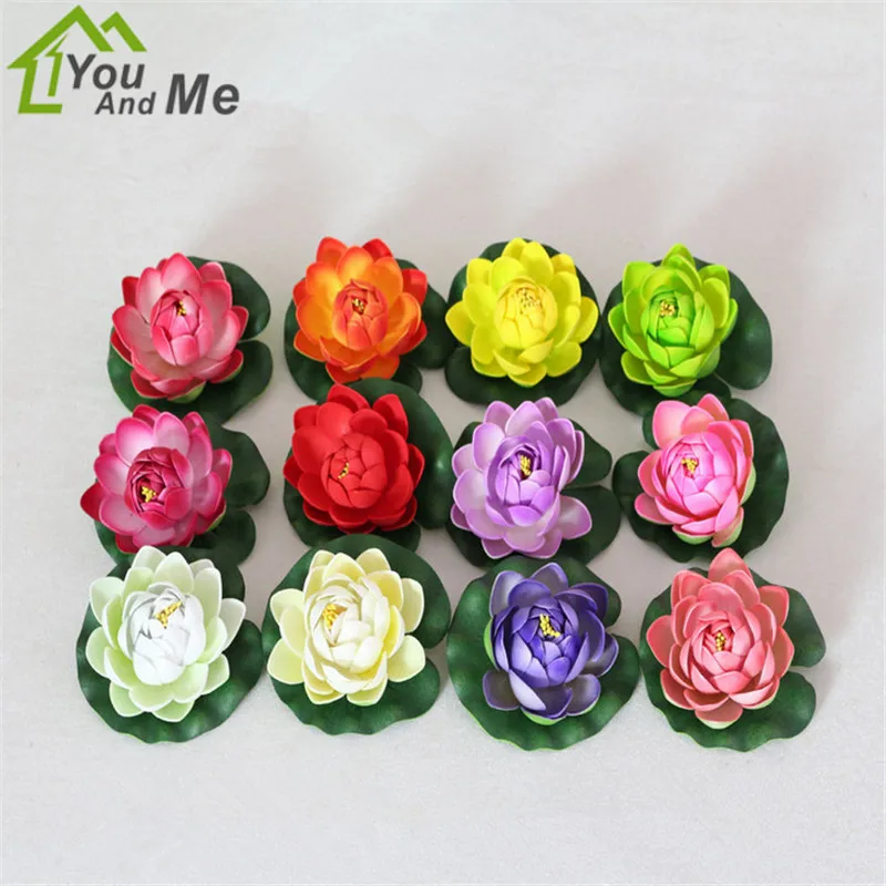 5Pcs 10cm Małe Sztuczne Kwiaty Lotos Woda Lily Bud Typ Staw Roślina Basen Wystrój Akwarium Akwarium