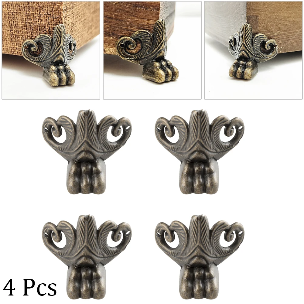 

4 Pcs Creative Antique Corner Protector Box Wood Case Decorative Feet Leg Corner Creative Antique Corner Protector Box Wood