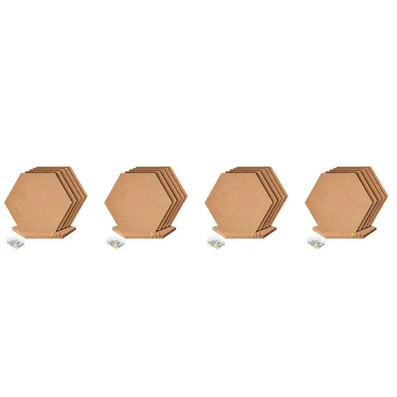 ABRJ-24Pcs مسدس لوحة الفلين البلاط ذاتية اللصق سميكة Corkboards للوحات مذكرة الحائط لوحة إبرية لوحة الإعلانات الزخرفية #1