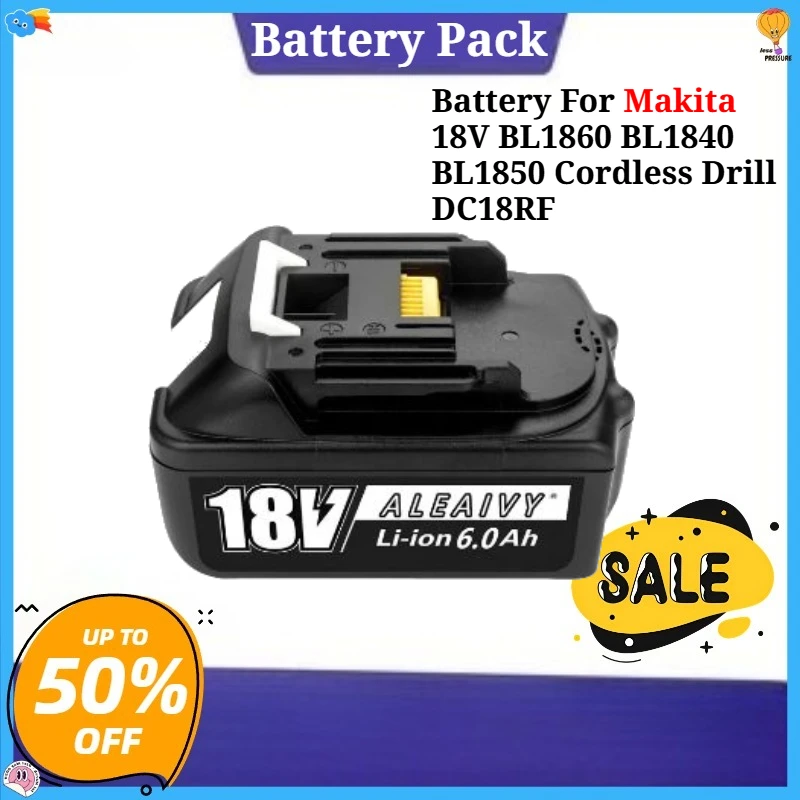 

BL1830 3A Charger 18V 6000mAh Backup Battery For Makita 18V BL1860 BL1840 BL1850 Cordless Drill DC18RF Rechargeable Battery