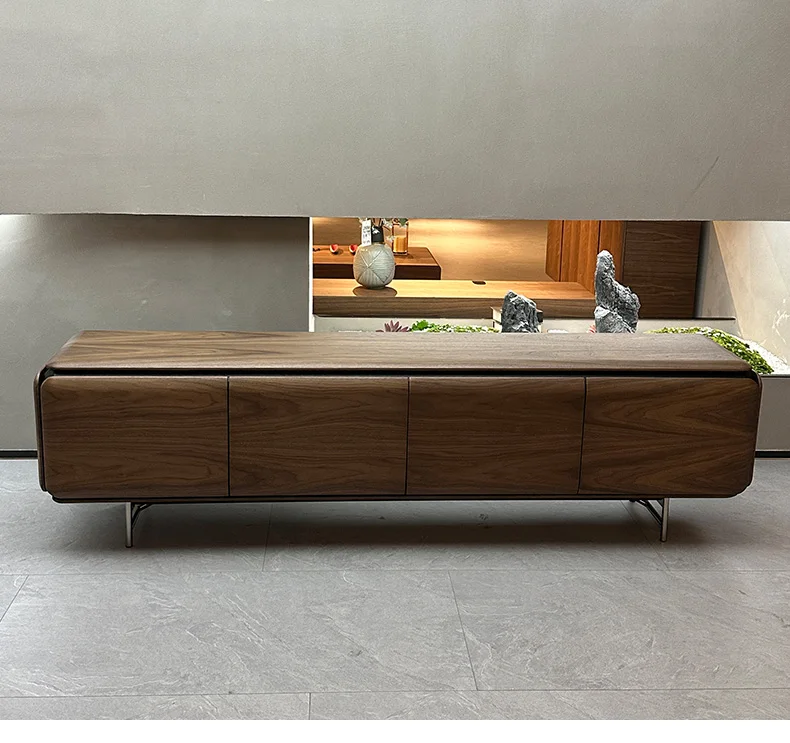 minimalist solid wood TV cabinet, modern minimalist side cabinet, high-end solid wood low cabinet can be customized