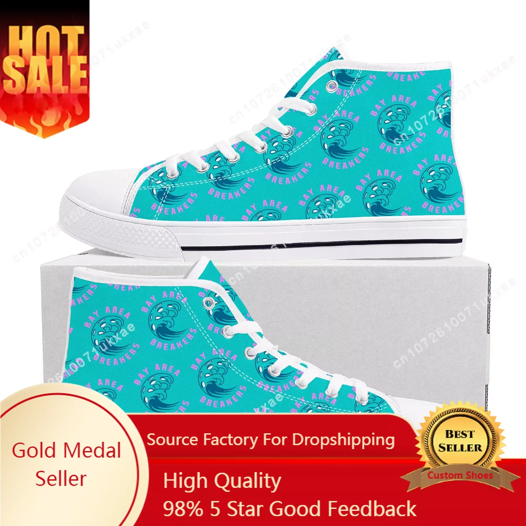 BAY AREA BREAKERS pickleball High Top Sneakers Mens Womens Teenager Canvas High Quality Sneaker Casual Custom Made Shoes DIY