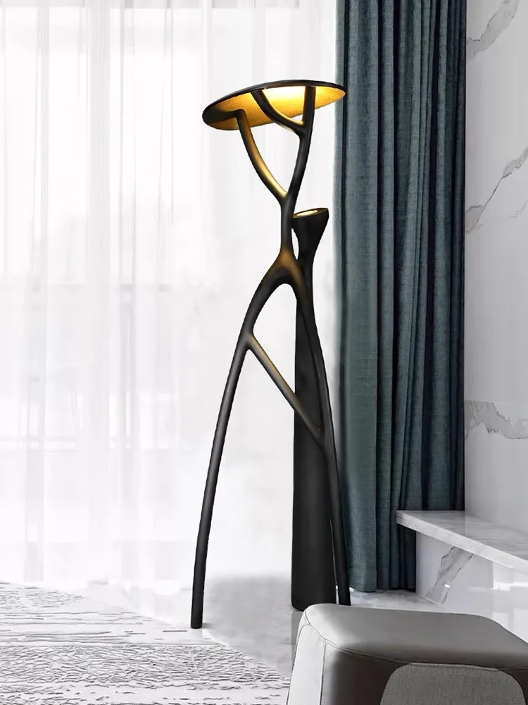 Italian wind hotel floor lamp villa living room creative personality resin humanoid tree crotch sculpture designer lamps