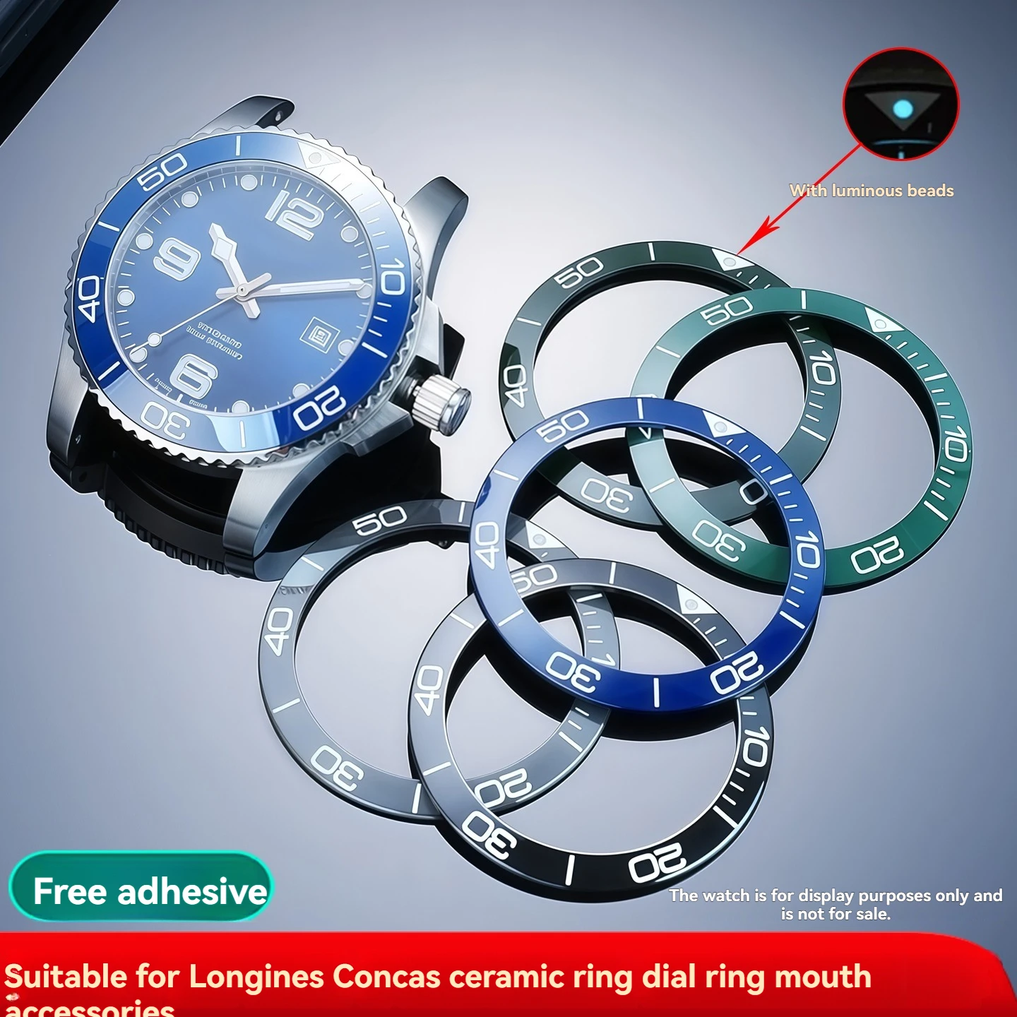 Ceramic Bezel With Numerals For  Longines New Conquest L3.781 Watch, Replacement Outer Ring, 41/43/44mm