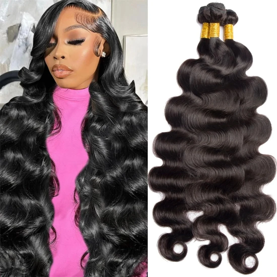 Extensiones de cabello humano ondulado para mujer, 100% cabello humano brasileño crudo, 1/3/4 mechones para mujer, extensiones de cabello humano grueso 16A, entrega rápida