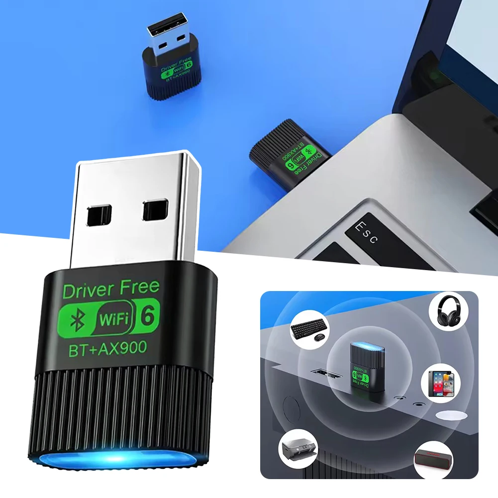 WiFi 6 Adapter PC Desktop High Speed AX900 Wireless Internet Adapter USB 3.0 Interface Dual Band 5GHz/2.4GHz Signal Receptions