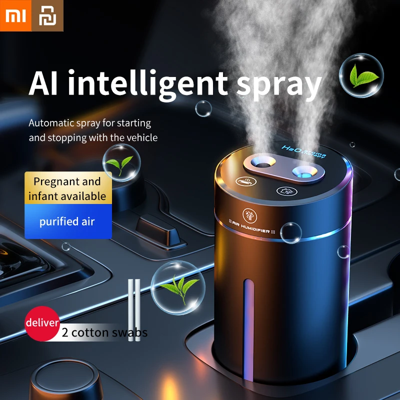 

Xiaomi Youpin Humidifier Double Hole Wireless Car Air Freshener Aroma Diffuser Automatic Spraying Scent Machine Ambient Light